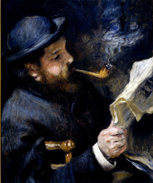 Pierre Auguste Renoir (1841-1919) Claude Monet Reading A Newspaper Oil ...