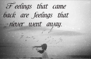 Feelings that came back are feelings that never went away.
