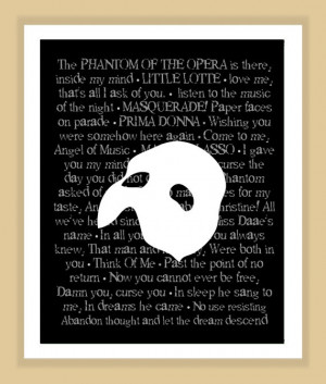 Phantom of the Opera Musical Quotes Print