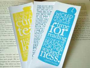 Bookmarks Typographic Quotes Reading, Authors and Film. £4.00, via ...