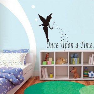 Flying fairy tale once upon a time quote wall stickers home decor cute ...