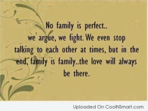 Family Quote: No family is perfect…we argue we fight....