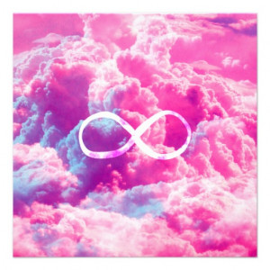 Girly Infinity Symbol Bright Pink Clouds Sky Invites