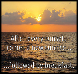 meme of sunset and breakfast after the sunrise