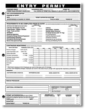 Confined Space Entry Permit Form