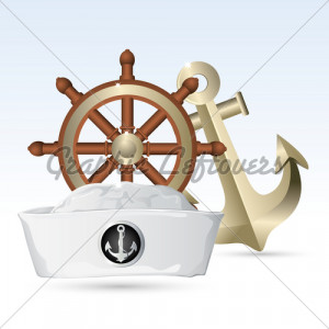 Illustration Of Sailor Hat With Steering Wheel ...