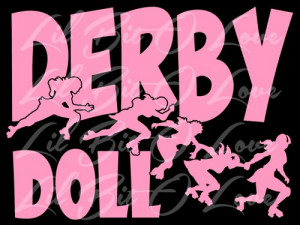 Pink 1 Color Derby Doll Roller Derby Vinyl Decal Auto Vehicle Sticker