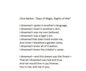 clive barker days of magic quote