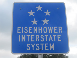 Eisenhower Interstate System sign south of San Antonio , Texas