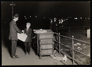 ... worked late past midnight above a newsboy working in new york 1910