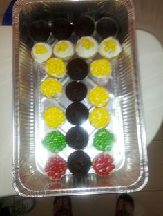 Cupcakes to represent the Christmas tree drag racers use. We used ...