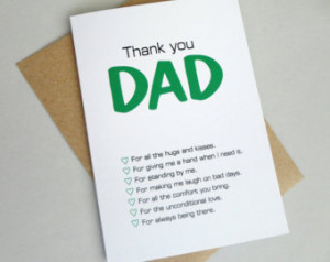 Thank you Dad card Father's day card green black print modern ...