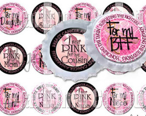 Breast Cancer Awareness 1 inch circ le Tags, Stickers, Bottle cap Tops ...