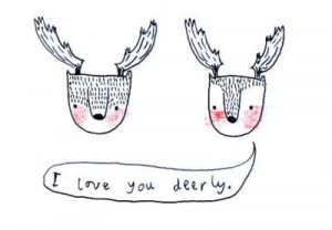 cute, deer, deers, drawing, illustration, love, vintage