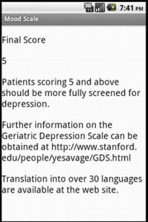 Geriatric Depression Scale - screenshot
