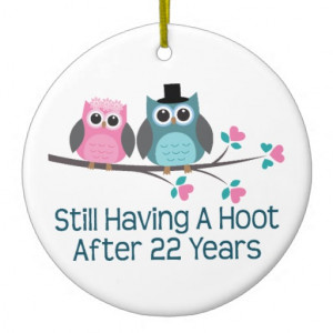 Gift For 22nd Wedding Anniversary Hoot Double-Sided Ceramic Round ...