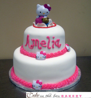 two-tier Hello Kitty themed cake for a sweet little girl named Amelia ...