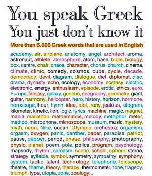 The front cover of You speak Greek, You just don't know it, a book by ...
