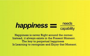 Happiness is never Right around the corner. Instead, it always exists ...