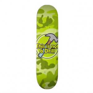 Funny Hammer; bright green camo, camouflage Skate Board