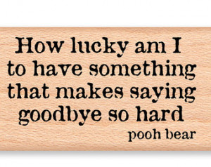 POOH QUOTE-How lucky am I to have s omething that makes saying goodbye ...