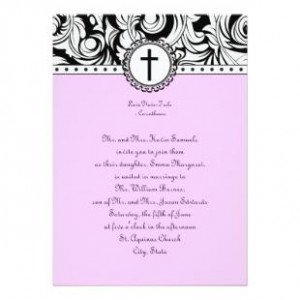 Lavender Damask Christian Wedding Invitation
