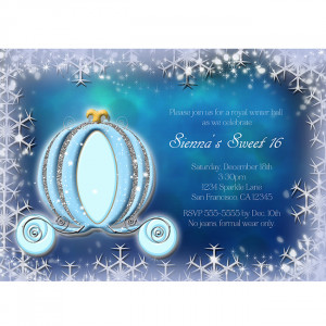 invitation cinderella quote back cardstock blue il xn invitation ...