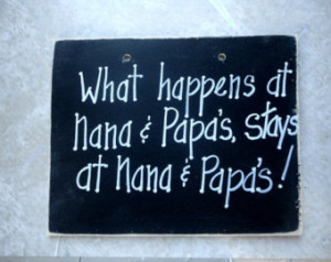 Nana & Papa sign what happens, stay s painted wood ...