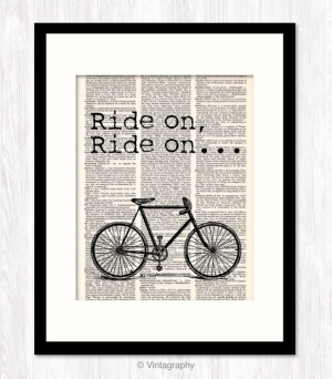 Bicycle Art Print, RIDE On, RIDE On Quote, Biking Art, Bike Ride Art ...