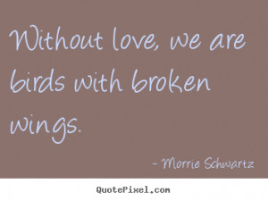 Morrie Schwartz picture quotes - Without love, we are birds with ...