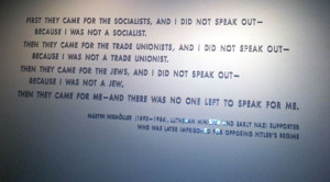 This famous quote from German Lutheran clergyman Martin Niemöller is ...