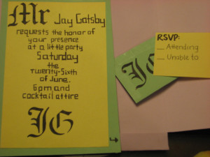 jay gatsby party invitation and party with jay gatsby
