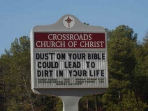 Instructional Message on an Outdoor Church Sign
