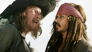 Download wallpaper Captain Barbossa and Captain Jack Sparrow: