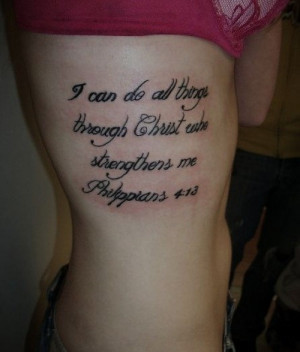 Unique Quote Tattoo On Girl Side Rib