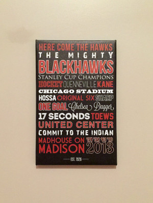 Chicago Blackhawks Typography Art (Canvas or Poster)