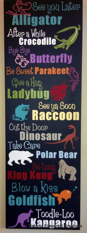 12x36 - See You Later Alligator... (Rhyming Animal Goodbye Sayings ...