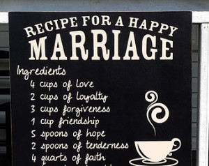 Customizable Recipe for a Happy Marriage - Quote, Typography art, Wall ...