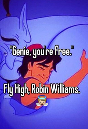 Most popular tags for this image include rip robin williams aladdin