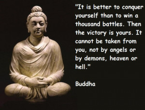 conquer yourself buddha picture quote