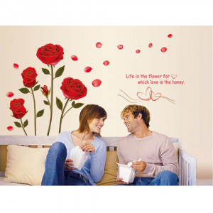 ... -the-flower-for-which-love-is-the-honey-Quote-Red-Rose-Wall-Stickers3