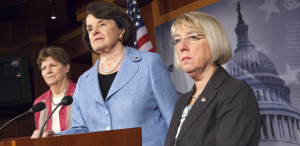 Senators Jeanne Shaheen, Dianne Feinstein, and Patty Murray talk to ...