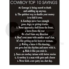 cowboy+sayings+and+quotes | Cowboy Top 10 Sayings | Cowboy Quotes ...