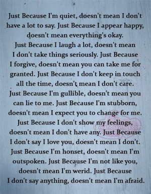 Just Because I don’t say I love you