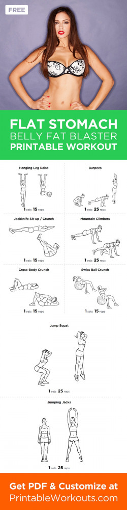 Printable flat stomach exercise sheet.