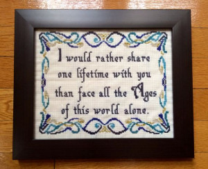 PATTERN Lord of the Rings Cross Stitch Arwen Quote One Lifetime LOTR ...