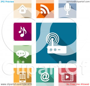 Clipart of Colorful Square Media and Communication Icons - Royalty ...
