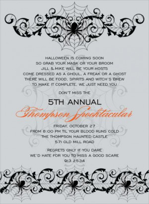 Spooky Spider Silver Halloween Invitations