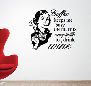 KITCHEN-COFFEE-WINE-vinyl-wall-art-QUOTE-sticker-dining-food-cooking ...