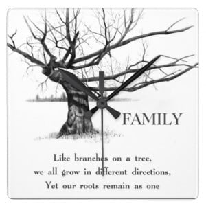 Gnarly Old Tree: Quote: FAMILY: Pencil Art Wall Clock